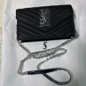 YSL Monogramme Quilted Leather Wallet on a Chain